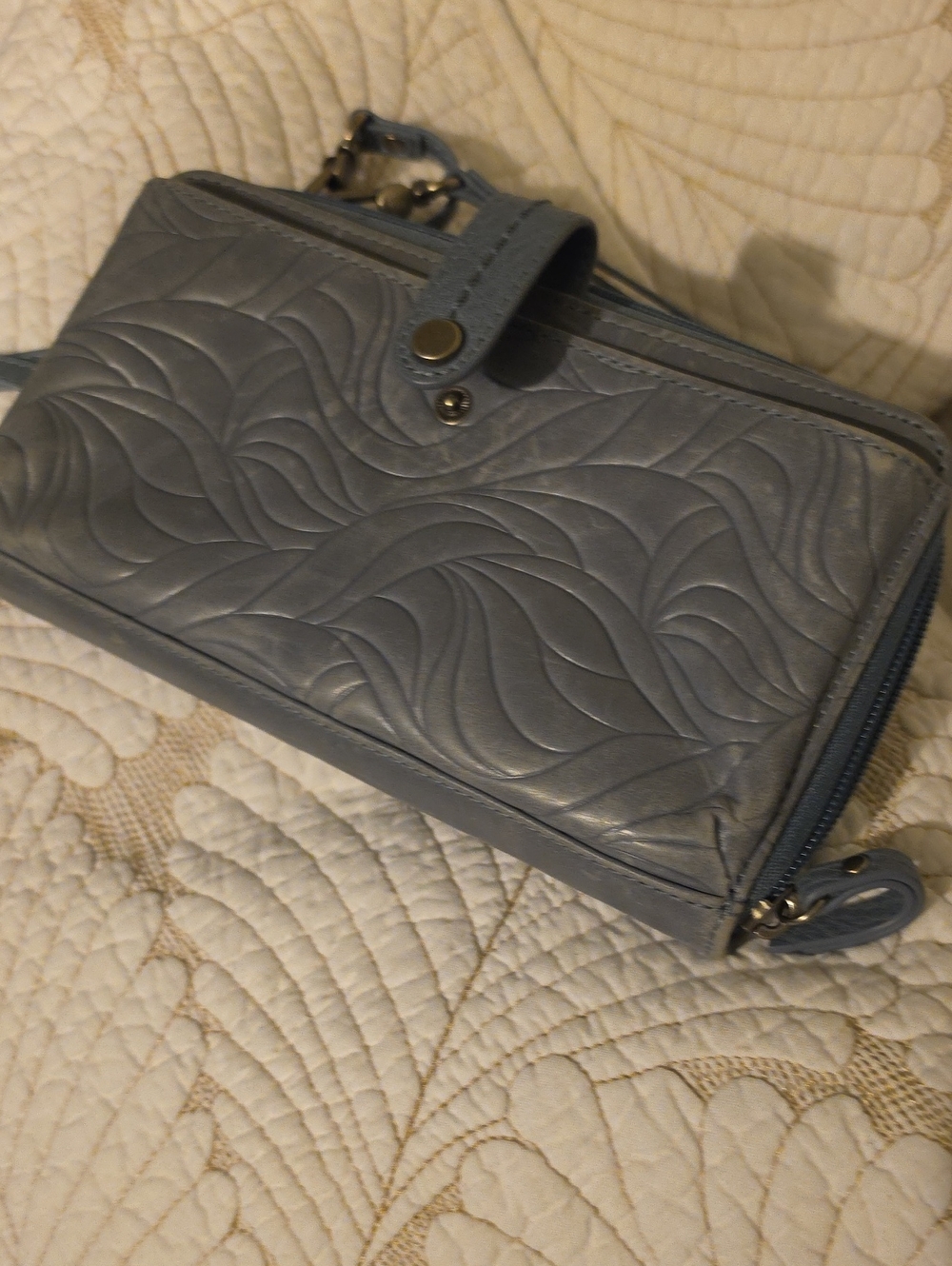 The Sak Quilted Leather Clutch in Slate Blue